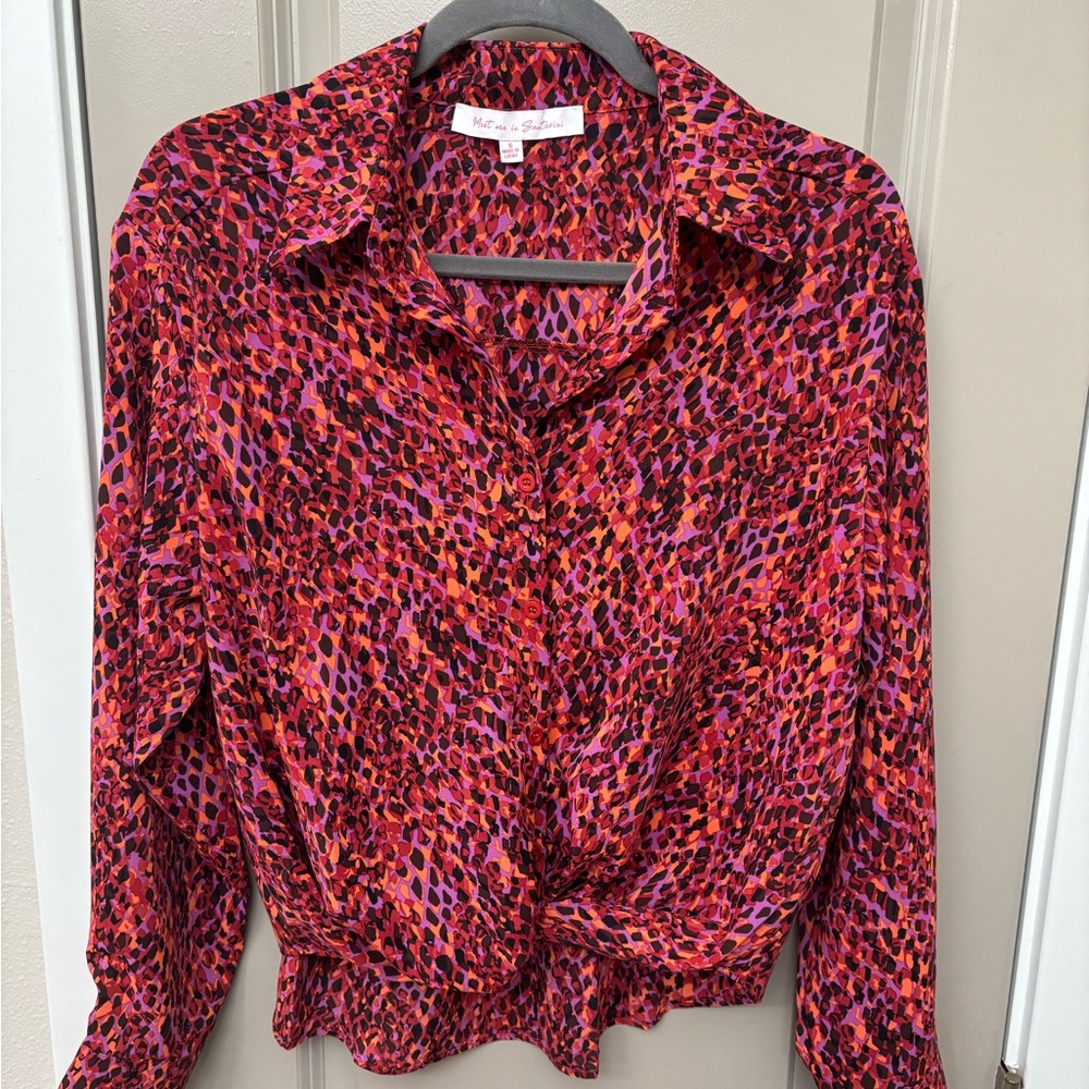 Stylish Red and Purple Women's Blouse